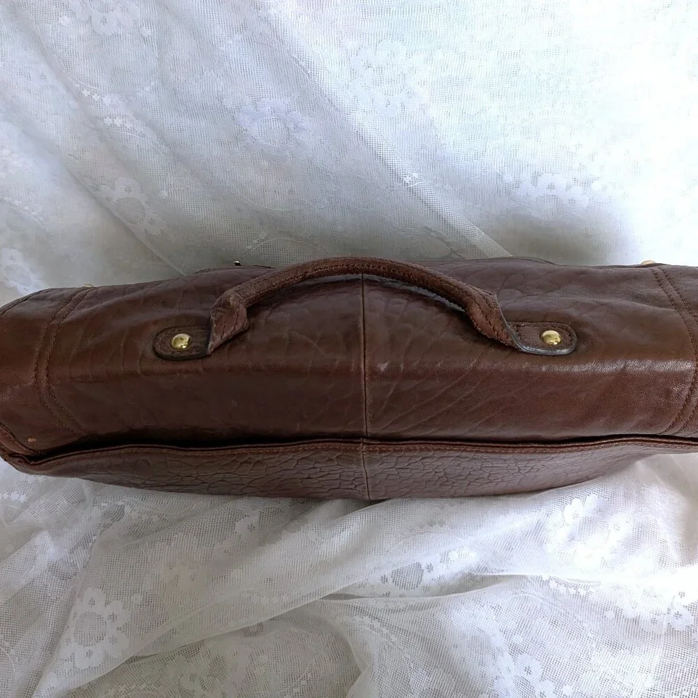 HYPE Brown Pebbled Leather Laptop Shoulder Messenger Briefcase Satchel Bag